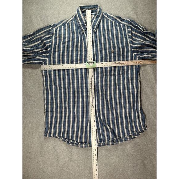Vtg Wrangler Rugged Wear Shirt Mens Large Button Up Long Sleeve Western Striped - Picture 2 of 10